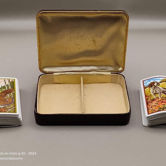 playing cards 2 decks 2 masculine hunting design original case vtg Windsor 1960s - Picture 11 of 15